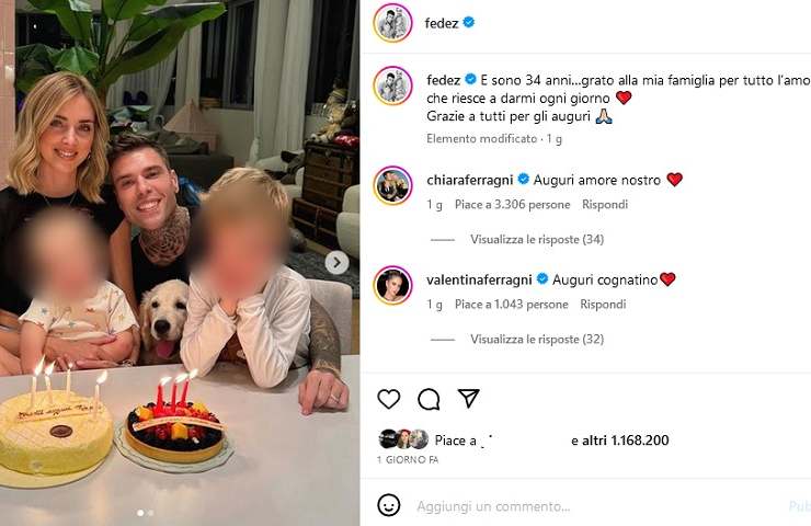 Fedez, compleanno in famiglia (Fonte Instagram)