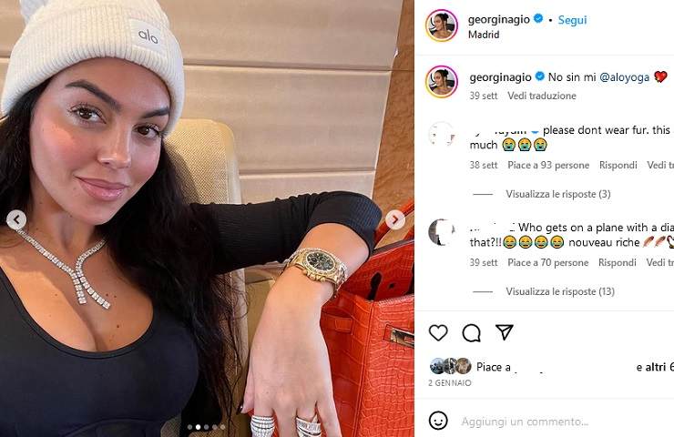 Georgina Rodriguez, l'orologio da 100mila euro (Fonte Instagram)