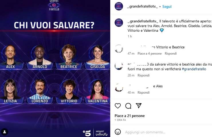 I nominati del Gf del 2 ottobre 2023 (Fonte Instagram)